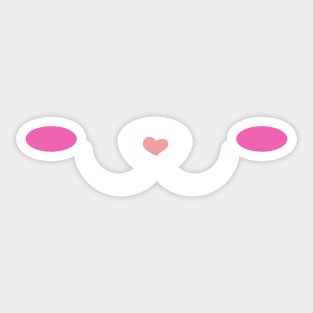 Cute Shy cat Face With Pink Heart Nose Sticker